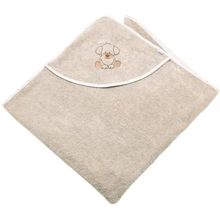Sterntaler Kapuzenbadetuch 100x100 cm Hund Lucky - Badetuch mit Stickerei auf der Kapuze - Babybadetuch mit Kapuze aus saugfähiger Baumwolle, Sand