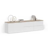 livinity® Wohnwand, Piave Weiß/Sonoma 3 Teile