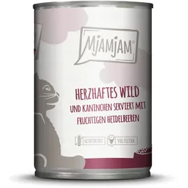 MjAMjAM Herzhaftes Wild und Kaninchen an fruchtigen Heidelbeeren 6 x 400 g