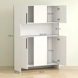 Homcom Küchenbuffet mit Arbeitsplatte 119 x 40 x 175 cm Weiß