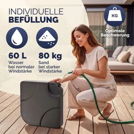 CASARIA Sonnenschirmständerplatten 4er Set Kunststoff bis 80 kg Schwarz