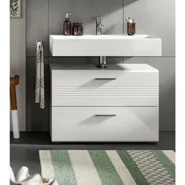 inn.furn Waschbeckenunterschrank Weiß Hochglanz Grau, 80 cm Carlo