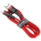 Baseus Cafule Cable durabel Kabel mit Nylon geflochtenes Ladekabel USB / Lightning QC3.0 2.4A 0,5M rot