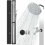 Solardusche 60 l mit Handbrause & Thermometer Wassertemperatur bis zu 60�C Pooldusche Camping runder Duschkopf Snap-In Technologie Inkl. Abdeckhaube