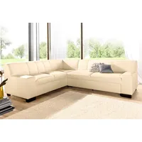 Ecksofa DOMO COLLECTION "Norma, moderne Armlehnen, zeitlos und elegant, Breite 247cm, L-Form", beige (creme), B:247cm H:74cm T:212cm, Microfaser PRIMABELLE (100% Polyester);Kunstleder SOFTLUX;Struktur (90% Polyester, 10% Polyacryl);NaturLEDER (echtes Rindsleder), Sofas, Ecksofa, wahlweise mit Bettfunktion