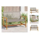 vidaXL Gartenbank Grau 112 cm Poly Rattan und Akazienholz