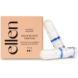 ellen® Aqua Block Tampon – Tampons zum Baden & Schwimmen mit wasserdichter Barriere – Schützt den Unterleib vor Wasser – Für die Anwendung während der Periode – Normal – 8 Stück