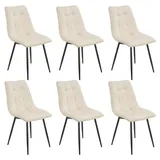 Juskys Esszimmerstühle Blanca 6er Set - Samt Stühle gepolstert - Stuhl Esszimmer & Küche Beige