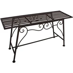 Gartenbank Metall Gartenbank ohne Lehne Outdoor Sitzbank Garten Blumenbank, Rost Optik, max. 200 kg, LxBxH 83x27x45 cm