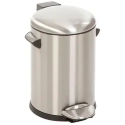 PROREGAL Retro Treteimer mit markanten Griffen und Kugelkappe | 3 Liter, HxØ 26,2x16,7cm | Kunststoff-Inneneimer | Silber