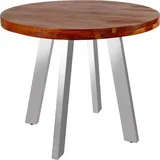 Esszimmertisch rund 120 cm Akazienholz nussbaumfarben silber SOPHIA - Braun