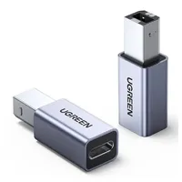 UGREEN USB 2.0 USB-C/F auf USB 2.0 B/M Adapter Typ B USB B Adapter kompatibel mit HP, Canon, Epson, Dell, Lexmark, Brother usw.