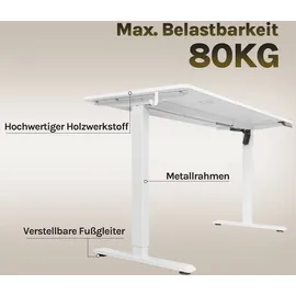 Woltu Schreibtisch Computertisch mit USB-Ladeanschluss, Weiß 140x60 cm - Weiß