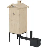QLS Räucherofen 550x50x120 cm, Mit Kamin groß doppelt Fichteholz Garten Feuerkammer