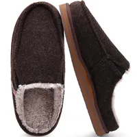 ONCAI Hausschuhe Herren Filz Komfort mitPlüsch Pantoffeln Orthopädische Arch Support Wärme Flauschig Slippers mit Memory Foam Indoor Outdoor Rutschfest Gummisohle Plüsch Braun Größe 49 - 49 EU