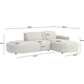 kaiser möbel Ecksofa Cursal Atelier, Stoff Artico, Nata, Rechts