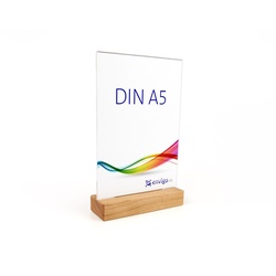 Tischaufsteller »Eiche« DIN A5 hoch, Holz+Acrylglas