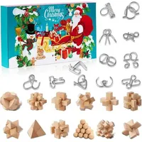 Adventskalender Knobelspiele 2024 Metall Holz Puzzle IQ für Kinder