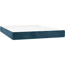 vidaXL Boxspringbett mit Matratze & LED Dunkelblau 140x200 cm Samt
