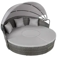 tectake Rattan, Grau, Kunststoff, Organisch, 171x136x175 cm, Loungemöbel, Sonneninseln