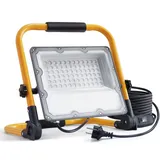 OUSIDE 50W LED Baustrahler mit Stativ und 4M Kabel,IP66 Wasserdichter Arbeitsscheinwerfer mit Schuko-Stecker und Schalter für Werkstatt,Wartung oder Baustelle, 6500K Kaltes Weißes Licht,5000 Lumen