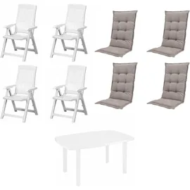 PROGARDEN Tampa+Faro Garten-Essgruppe 85 x 137 x 109 cm weiß 4 St.