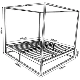 [en.casa] Himmelbett Kristianstad mit Matratze 140x200 cm
