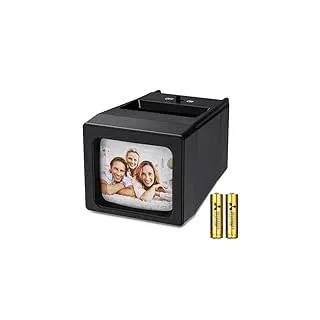35-mm-Dia-Projektor und Dia-Betrachter, 2-fache Vergrößerung mit LED-Beleuchtung für alte Dias und 35-mm-Filmnegative (inklusive 2 AA-Batterien)