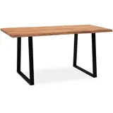 KADIMA DESIGN Schreibtisch Akazie Massivholz / Metall Computertisch Baumkante, Homeoffice Bürotisch Massiv mit Trapezbeinen in Schwarz, Holztisch