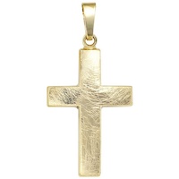 Schmuck Krone Kettenanhänger Anhänger Kreuz, 333 Gelbgold, eismatt, Gold 333