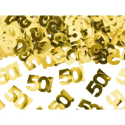 Konfetti Zahl 50 2x1cm 15g Zahlenkonfetti für Geburtstag Jubiläum goldene Hochzeit Streudeko Tischkonfetti Tischdeko Confetti Gold