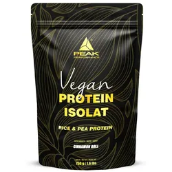 PEAK Vegan Protein Isolat - 750g - Geschmack Cinnamon Roll I 25 Portionen I Pulver I pflanzliche Proteinquellen: Erbse - & Reisprotein I für Muskelaufbau I Süße aus Stevia I GMO-free 750 g