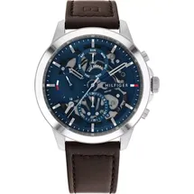 Tommy Hilfiger Henry 1710476 Herrenuhr - Blau/Braun/Silber