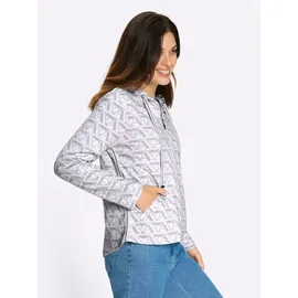 Classic Basics Shirtjacke CLASSIC BASICS "Sweatjacke", Damen, Gr. 56, weiß, hellgrau, bedruckt, 100% Baumwolle, gemustert, mehrfarbig, Shirts Shirtjacke