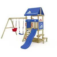 Wickey Spielturm DinkyHouse mit Rutsche, und Picknicktisch & blau