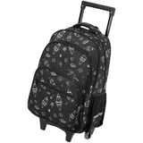 VASCHY Rucksack für Kinder, Schulranzen mit Rollen, für Mädchen, Jungen, Koffer, Kinder, 40,6 cm, Rucksack, Trolley, wasserfest, für Schule, Reisen, Wochenende, Schwarze Rakete