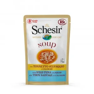 Schesir Cat Soup met wilde tonijn & inktvis natvoer kat (zakjes 85 g)  1 doos (20 x 85 g)