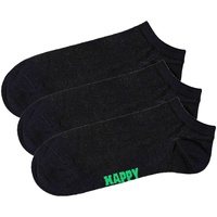 Happy Socks Unisex Socken 3er Pack - Solid Socks Low, Baumwollmischung, einfarbig Schwarz 36-40