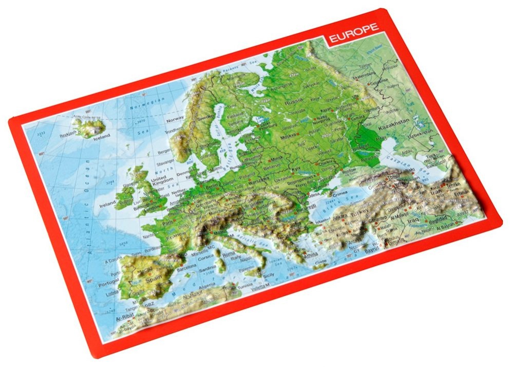 Georelief Reliefpostkarte Europa - bunt