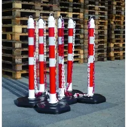 Kettenpfosten - Set, r/w 6 Pfosten + 5xKette STRECKE - rot/weiß
