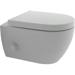 Alpenberger Spülrandloses Dusch WC mit seitlich eingebauter Einhebelarmatur inkl. Kalt-Warm Wasser Anschluss | WC-Sitz mit Absenkautomatik