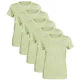 Cotton Prime® 5 Stück Damen T-Shirt, O-Neck Tee light khaki Gr.: M