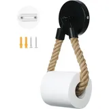 Toilettenpapierhalter ohne Bohren, Vintage-Toilettenpapierhalter, mattschwarzer Toilettenpapierhalter für Badezimmer und Toilette