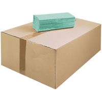 WISEFOOD 5000 Tücher (1 Karton) - Papier Handtücher  - 1-lagig grün 25 x 23 cm - ZZ-Falzung - 5000 Stück