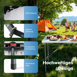 Wiltec Campingtisch klappbar 122x60x75 cm