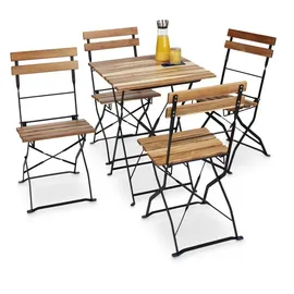 Relaxdays Gartenstuhl 42 x 44 x 84 cm braun/schwarz 4 St.