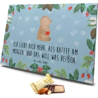 Mr. & Mrs. Panda Marzipan Adventskalender Bär Morgenkaffee - Blau Pastell - Geschenk, Freund, Heiraten, für Männer, Jahrestag, Heiratsantrag, Ho... - Blau