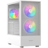 GAMDIAS TALOS PC-Gehäuse, EATX Gaming Mid Tower, vorinstallierter 3 PWM ARGB Lüfter, gehärtetes Glas, Seitenwand aus gehärtetem Glas, Airflow Mesh, unterstützt Dual 360 & Type-C, Weiß