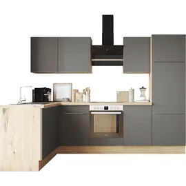 Respekta Winkelküche L-Form 280 cm grau