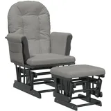 vidaXL Schaukelsessel mit Hocker Stoff 70 x 90 x 80 cm Hellgrau